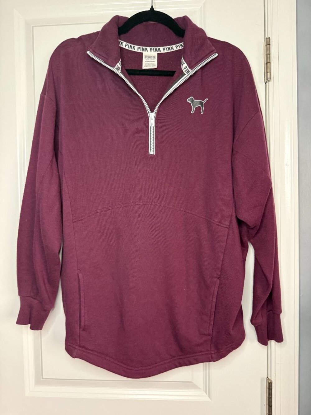 PINK Victoria's Secret Quarter Zip Oversized Sweatshirt Maroon Burgundy Size XS